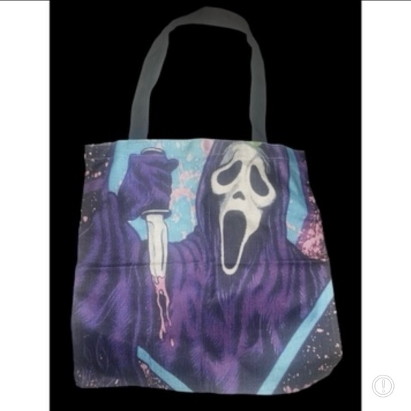 Graphic Print Tote Bag - Black and Purple - Picture 1 of 1